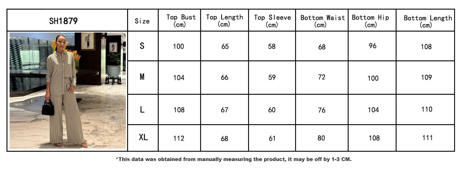 Women casual print long-sleeved shirt and wide-leg Pants two-piece suit 5