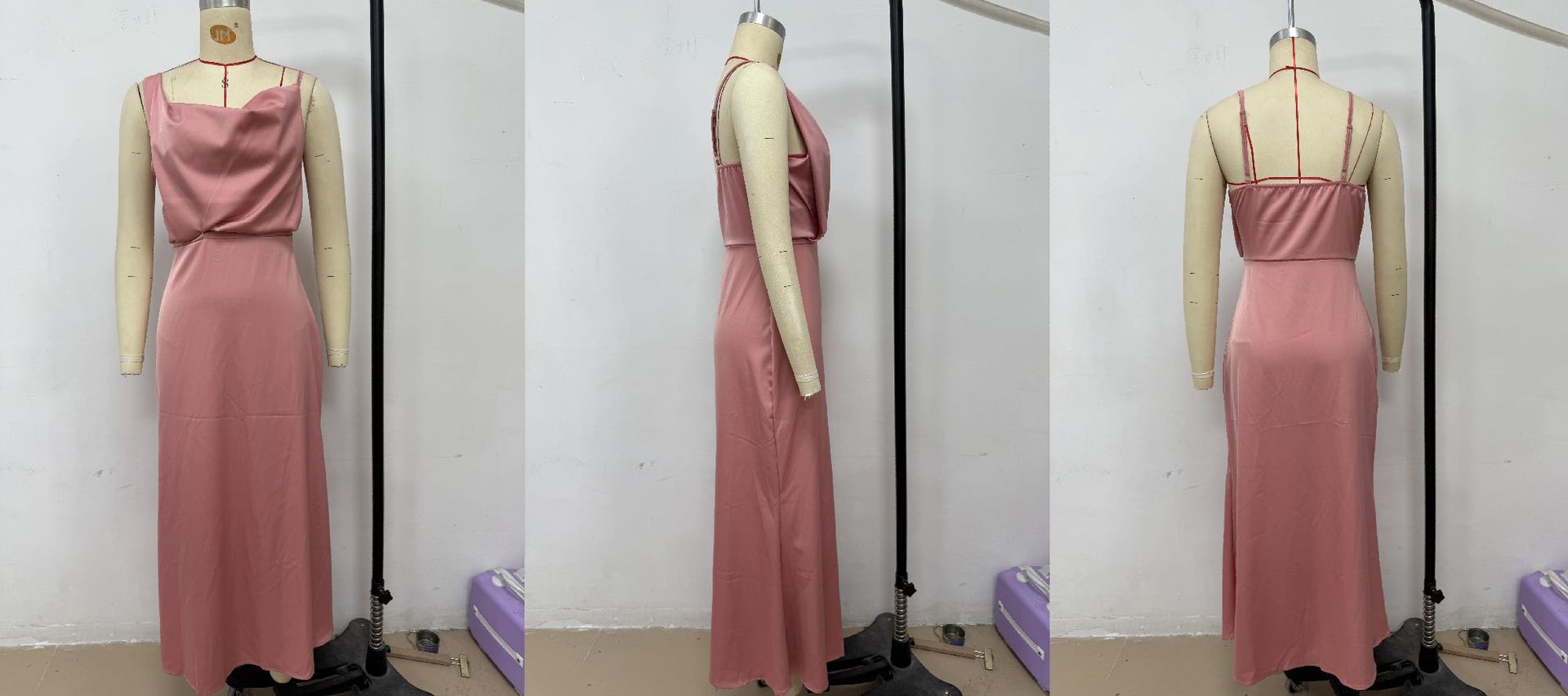 Women Summer Solid Satin Suspender Sexy Dress 30