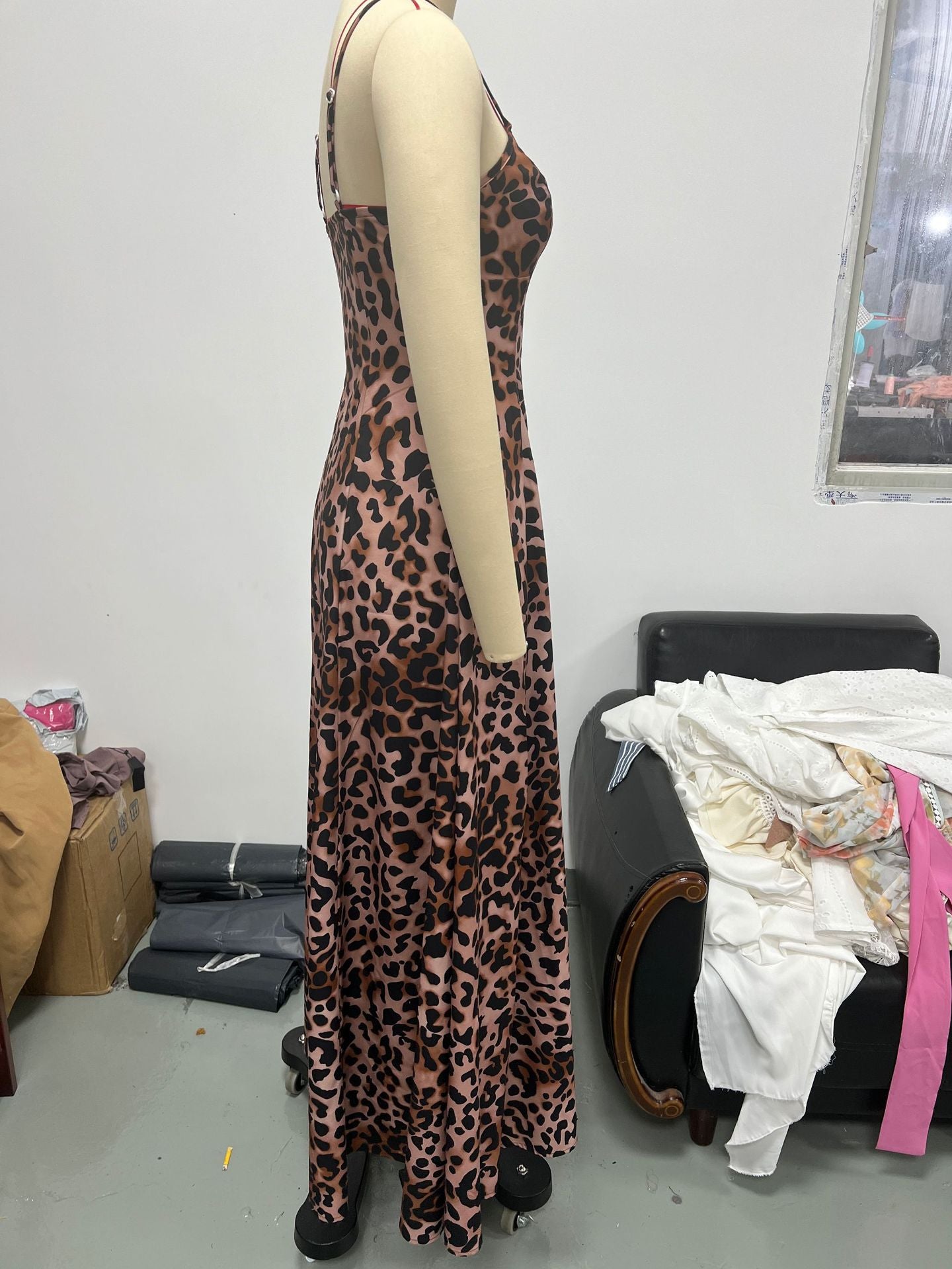 Summer Women's Strap Leopard Print Maxi Dress 7