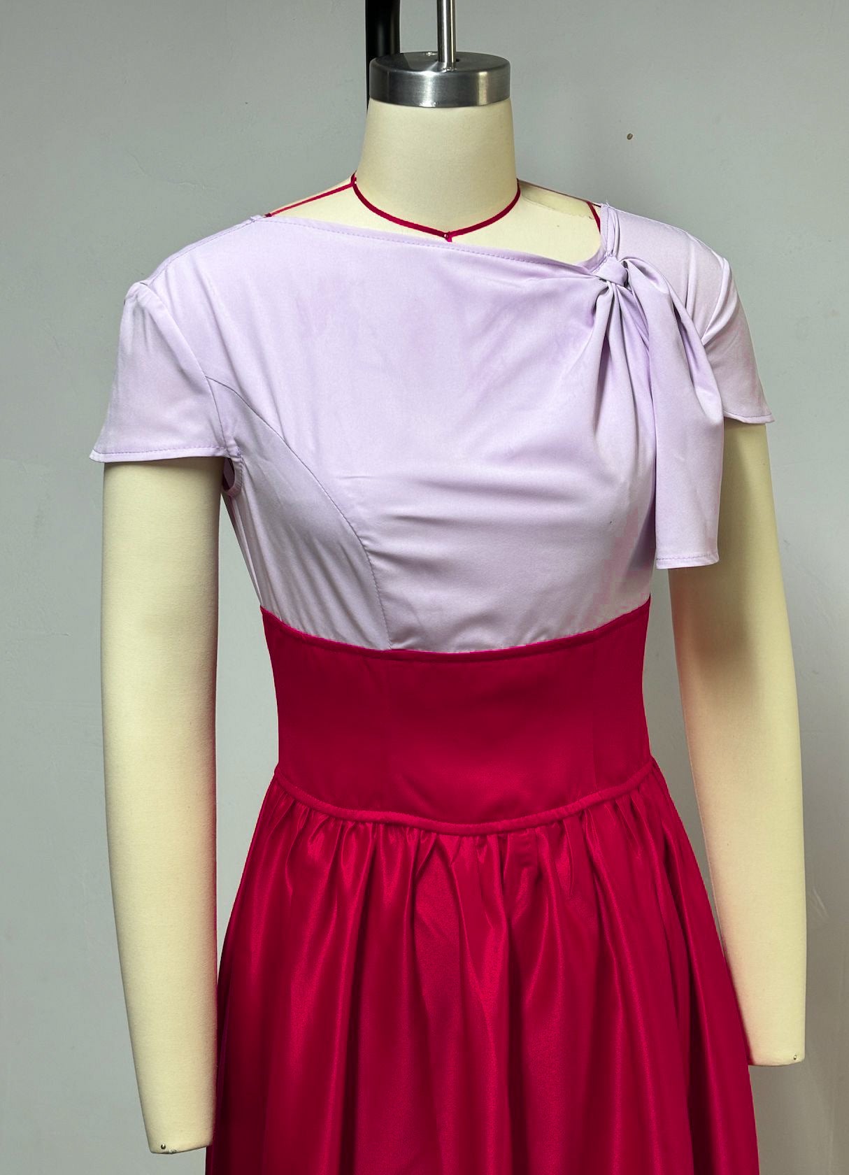 Women's Summer Fashion Chic Contrast High Waist Slim Long Dress 7