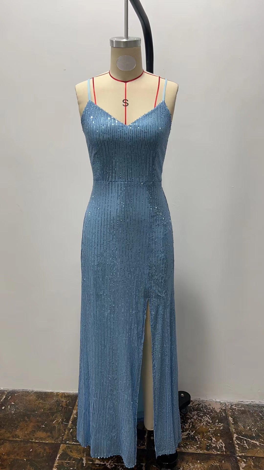 Sexy Strap Sequin Slit Party Nightclub Evening Dress 8