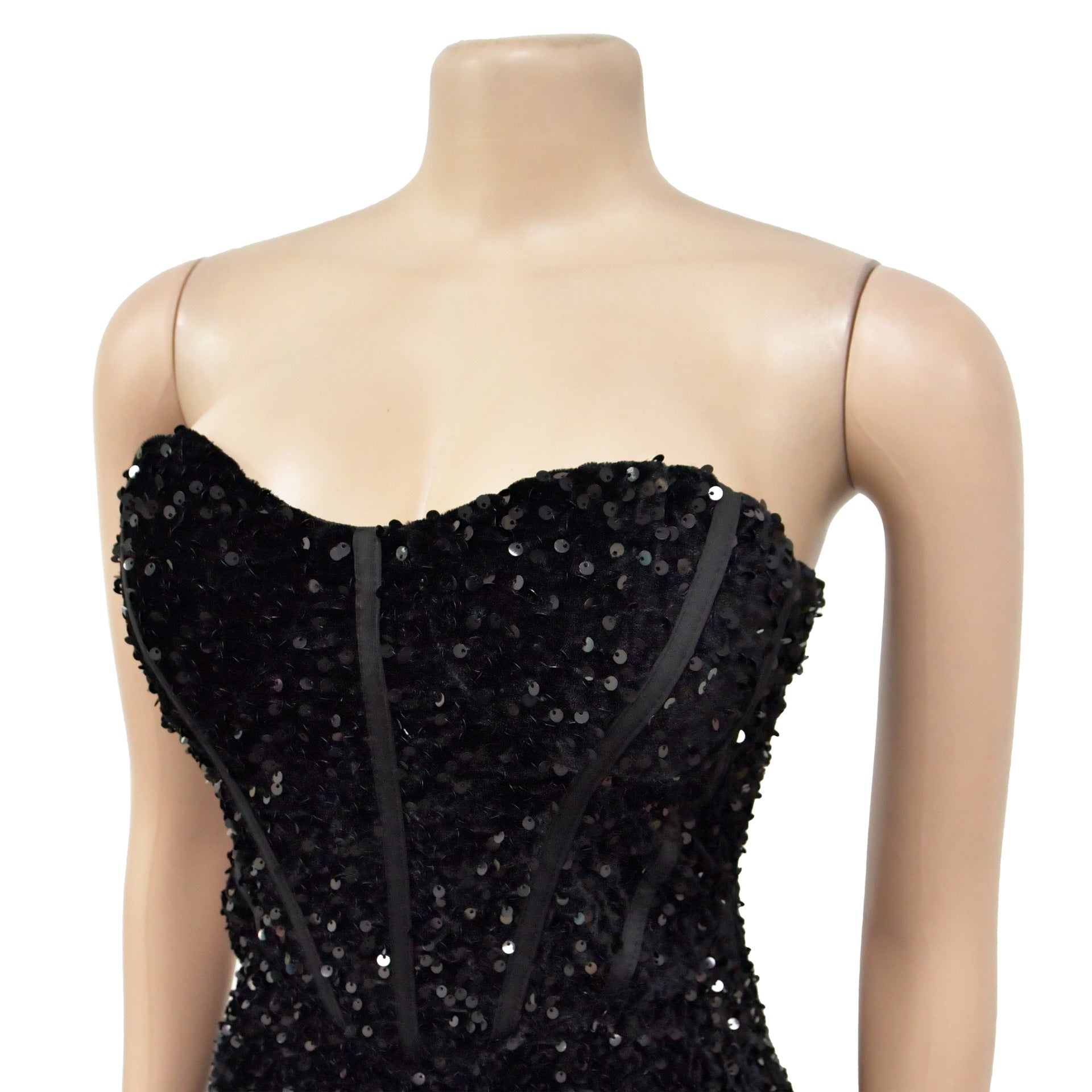 Fashionable Women's Solid Color Sequin Sleeveless Low Back Long Dress（customized,MOQ 6pcs/size/color,process time 7-10 days） 13