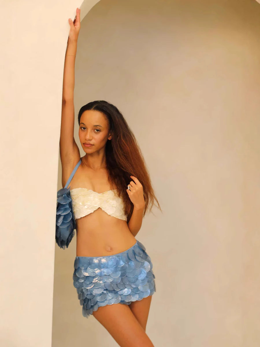 Glitter Sexy Solid Color Short Sequin Mini Skirt 8