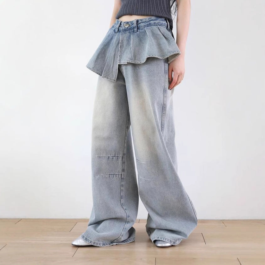 Women Spring Ruffle Denim Pants 6