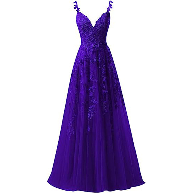 Women suspender tulle lace applique party ball evening dress（Processing time need 3-6 days） 10