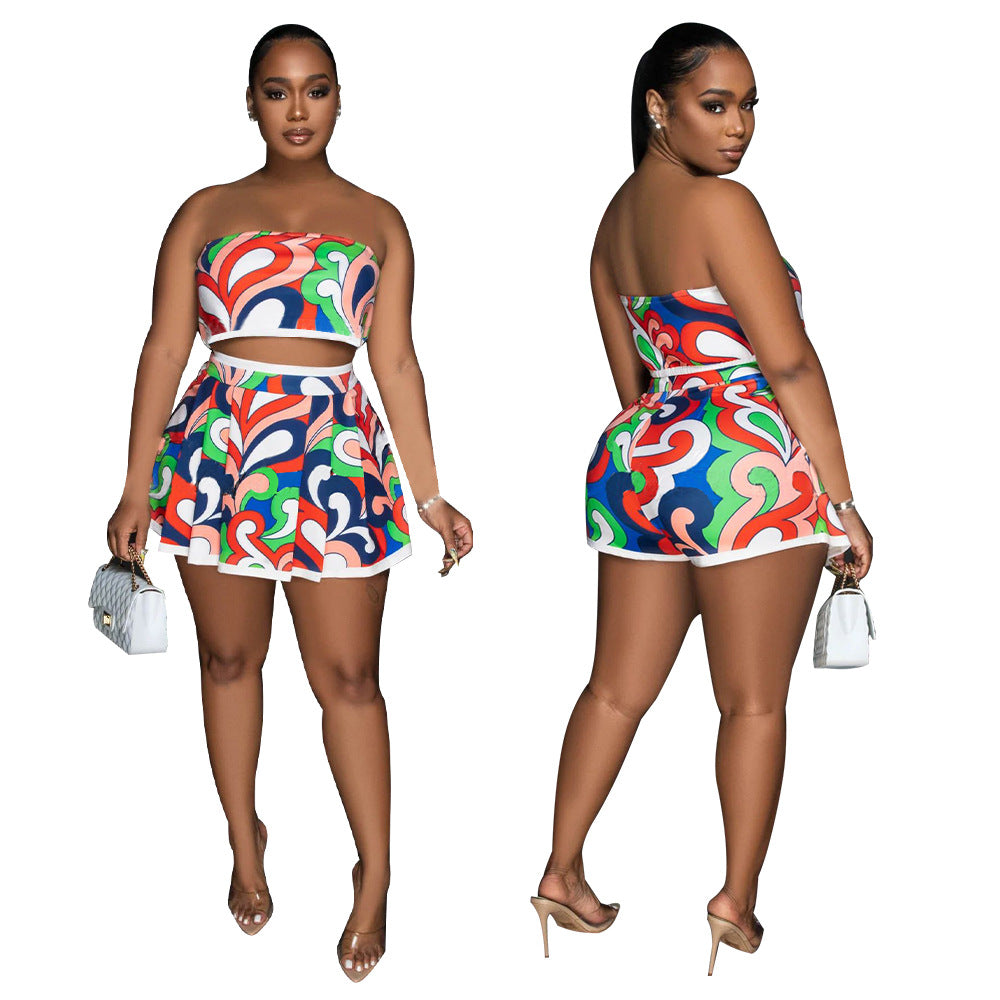 Women's Summer Sexy Camisole Short Top Culottes Two-Piece Set 6