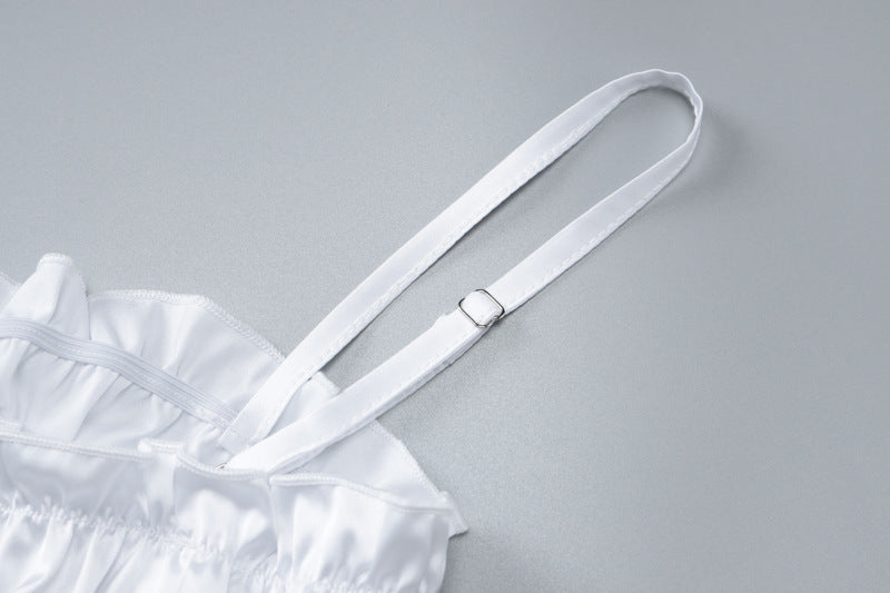 Women's Summer Fashion Sexy Strap Crop Top Pleated Shorts Two Piece Set 18