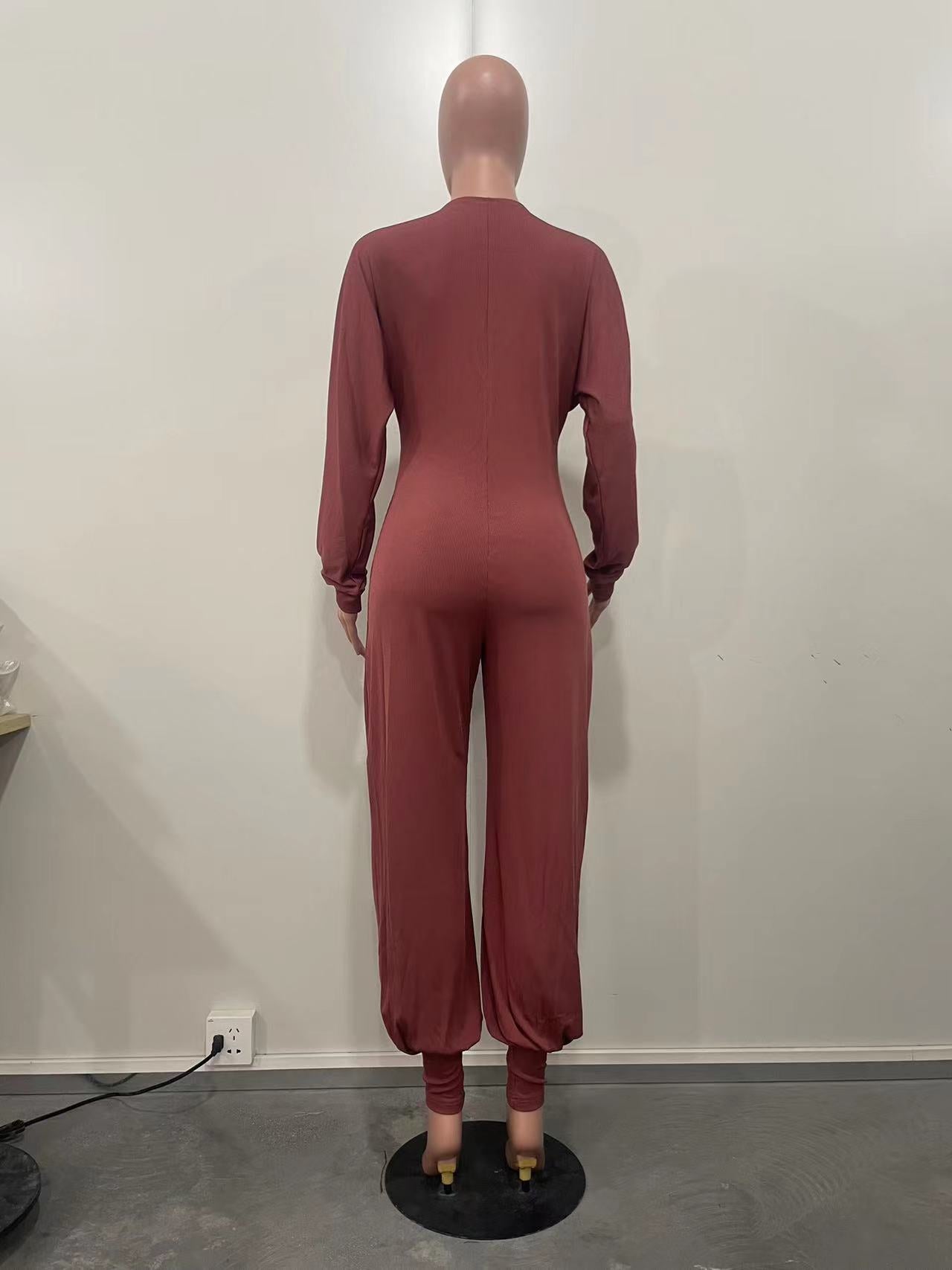 Women Ribbed Solid Patchwork Jumpsuit 18