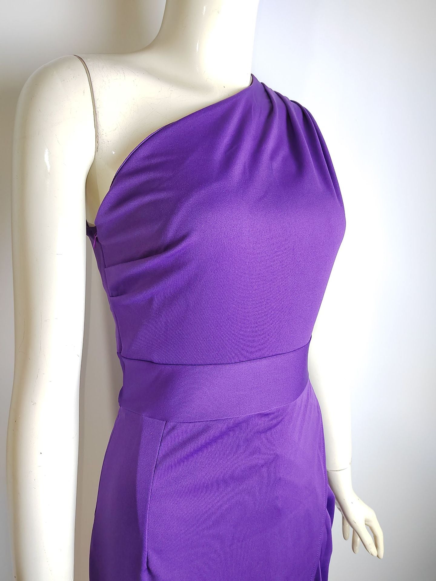 Women 's One Shoulder High Waist Front Slit Chic Dress 45