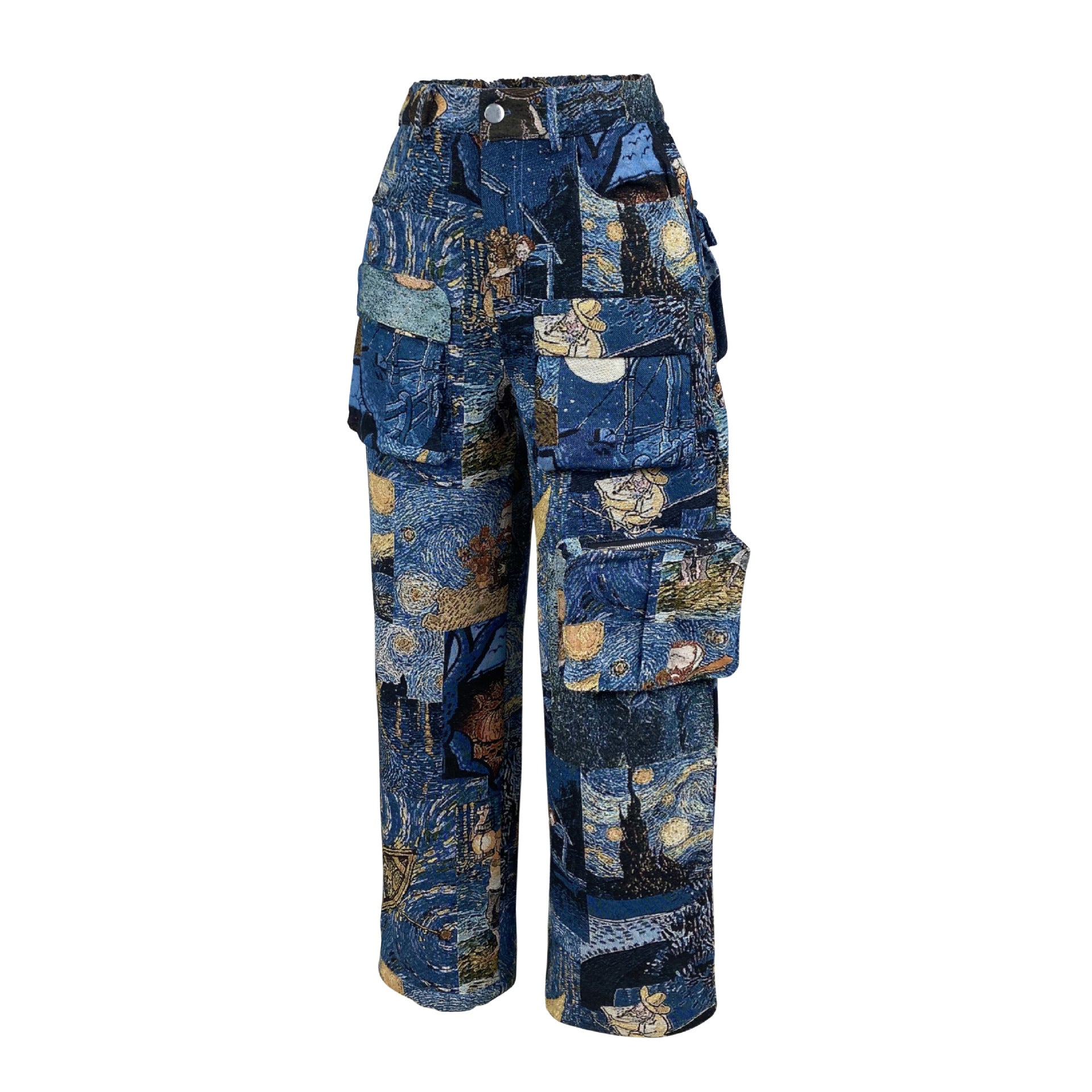 Casual Women's Fashion Trend Jacquard Multi-Pocket Cargo Pants 12