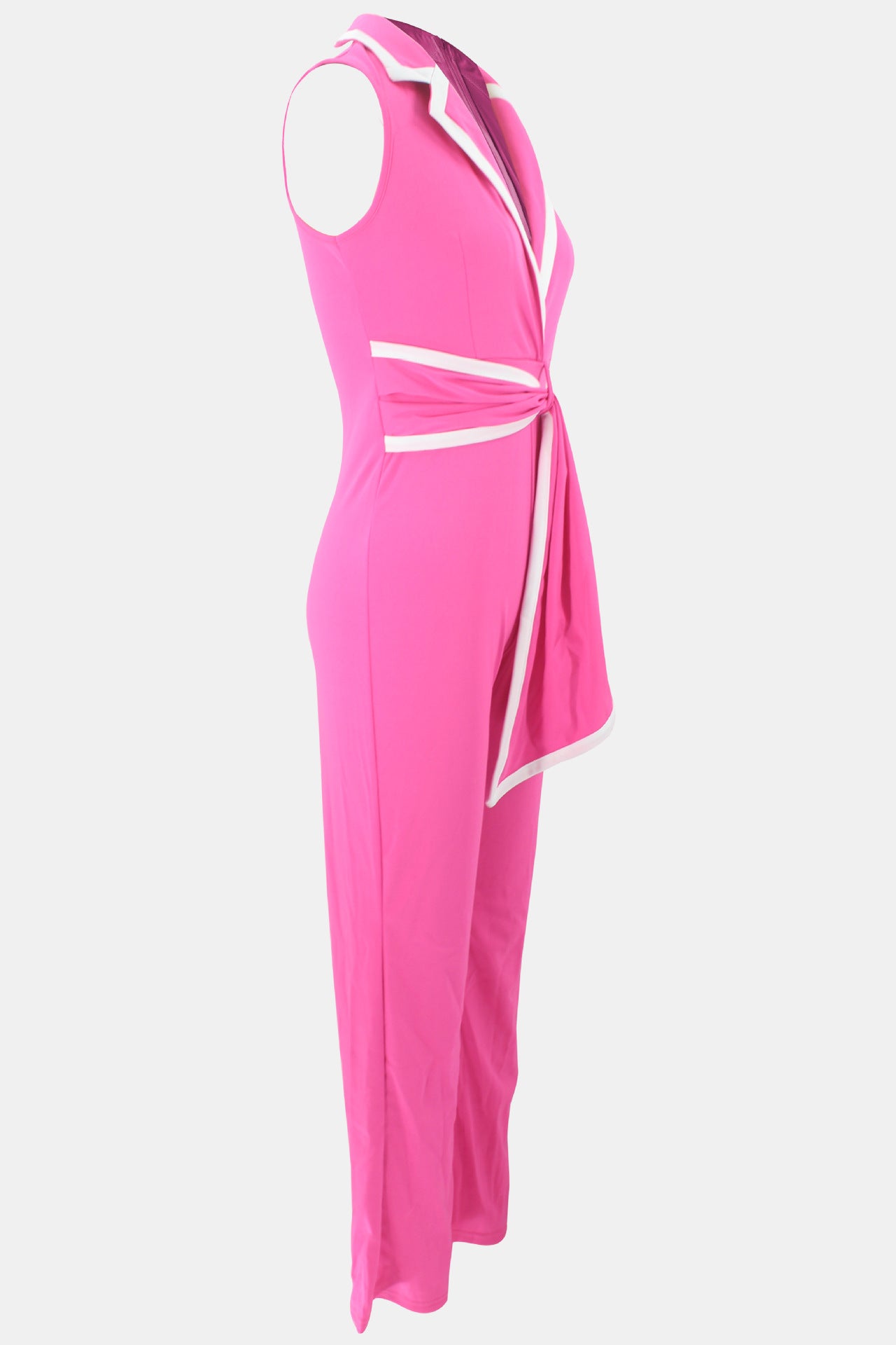 Summer Women's Fashionable V-Neck Chic Elegant Sleeveless Wide Leg Jumpsuit 46