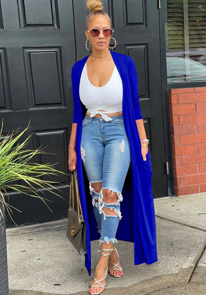 Women Fall Solid Casual Long Sleeve Jacket