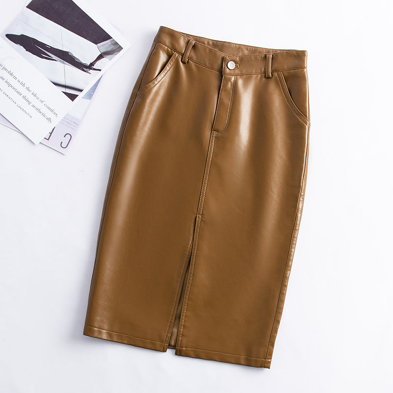 Women slit Bodycon Pu-Leather Skirt 3