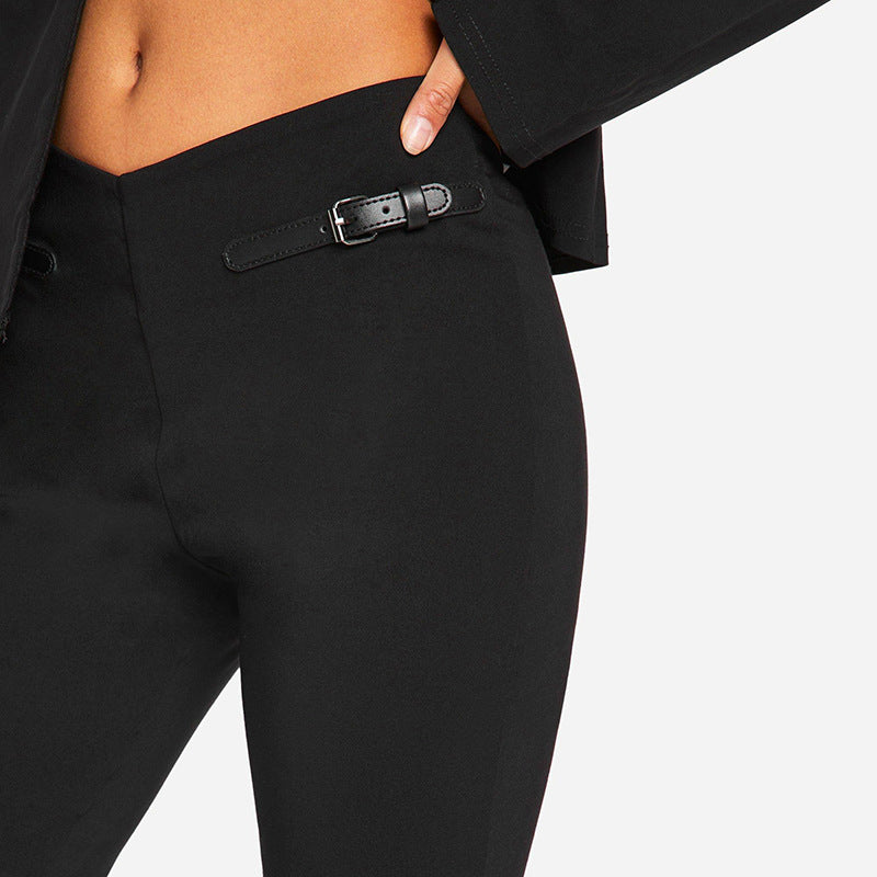 Women's Spring Summer Low-Rise Solid Slim Fitted 7/8 Casual Pants 9