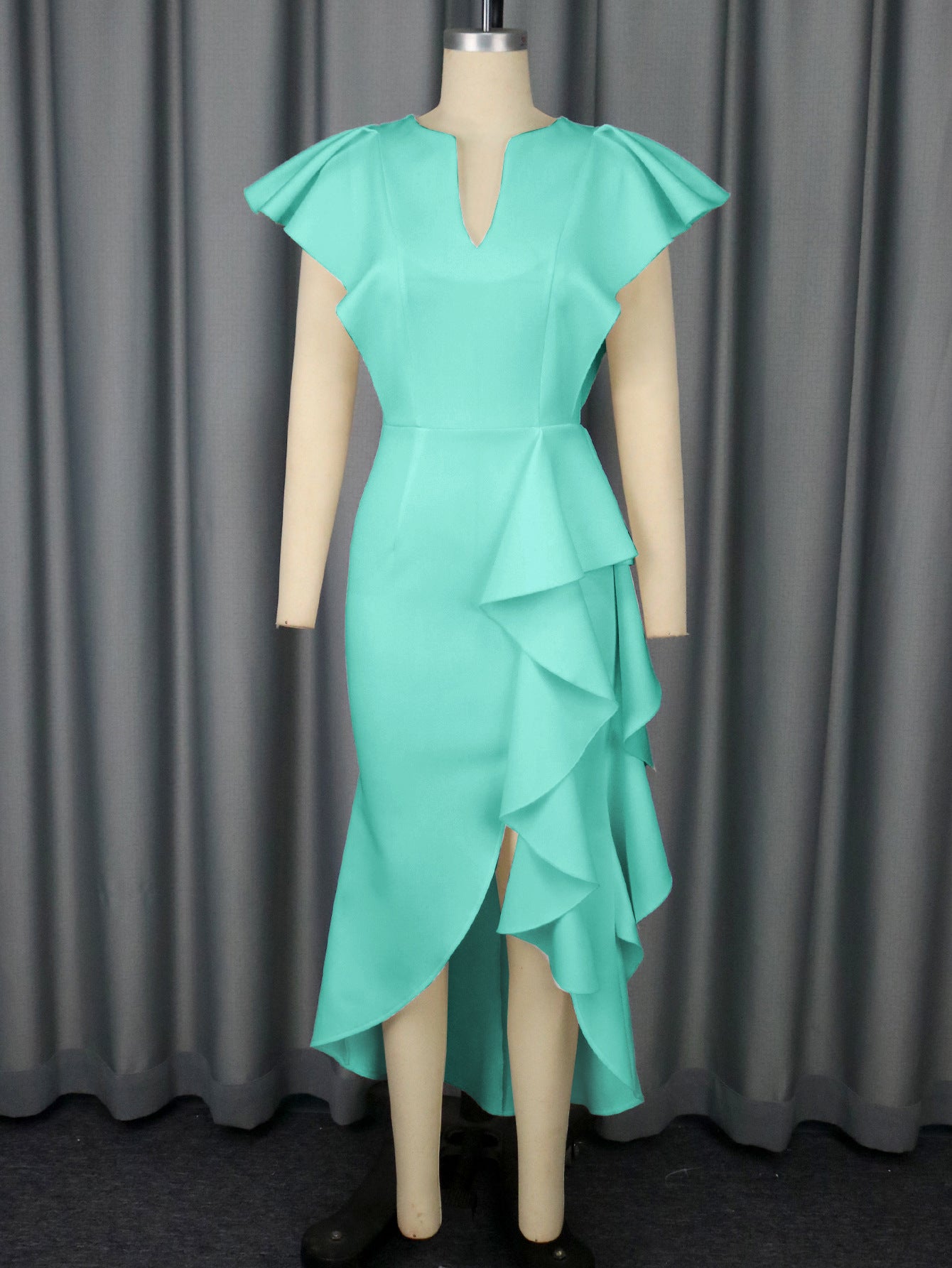 Plus-Size Women Ruffle Irregular Formal Party Dress 19