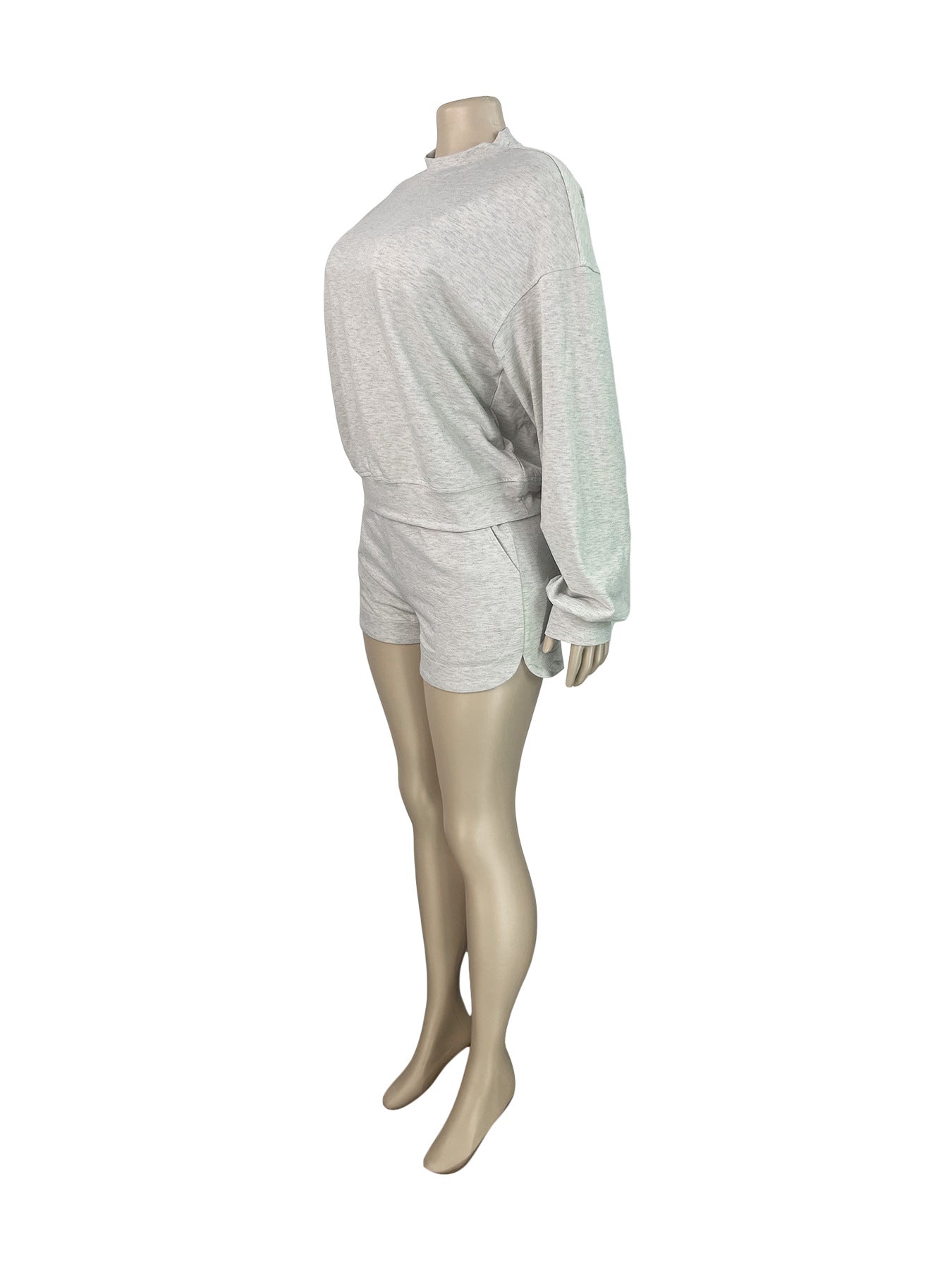 Fashion Women's Long Sleeve Round Neck Hoodies Pocket Elastic Drawstring Shorts Casual Two-Piece Set 11