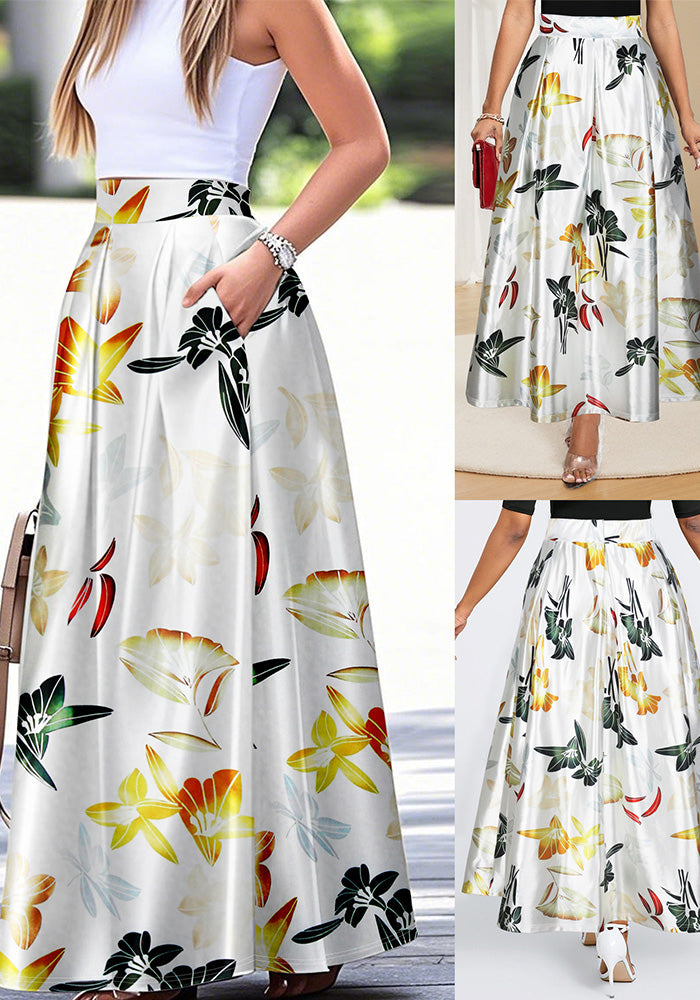 Women Elegant Printed Long Skirt