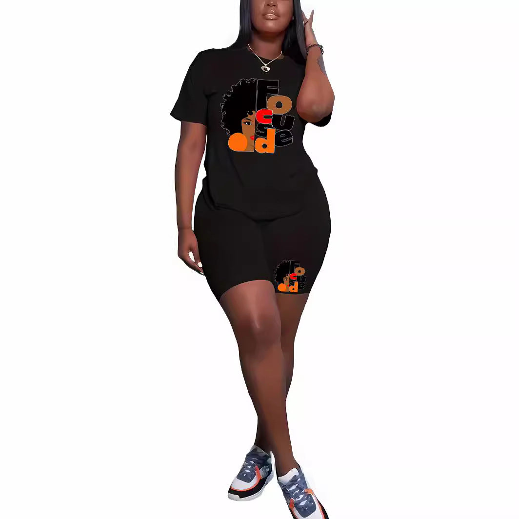 Women Printed Round Neck Casual Two-Piece Set 5