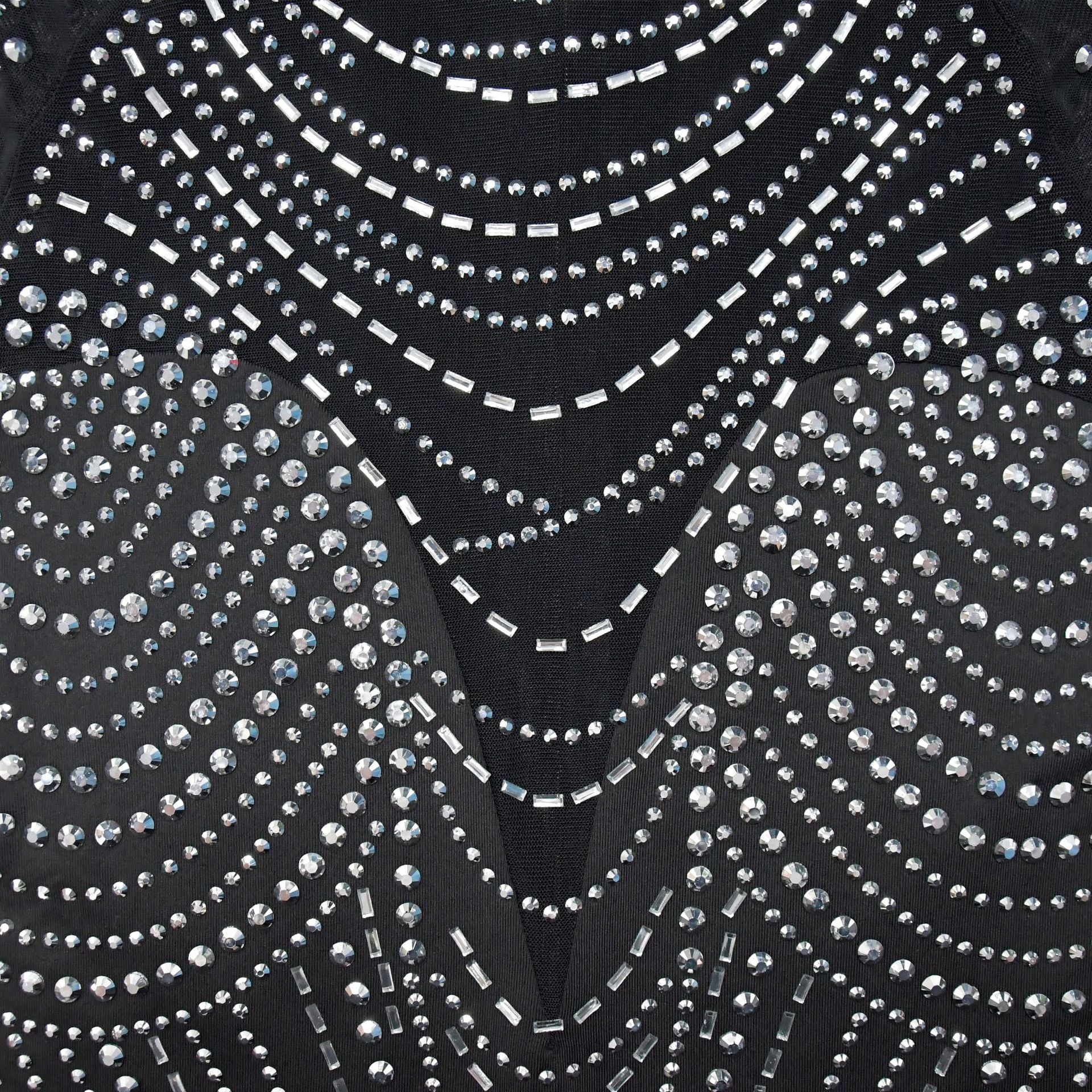 Fashion Women Beaded See Through Mesh Slit Long Dress 14