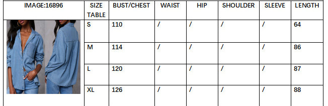 Denim Shirt Women's Autumn Fashion Casual Pocket Loose Long-Sleeved Top 8