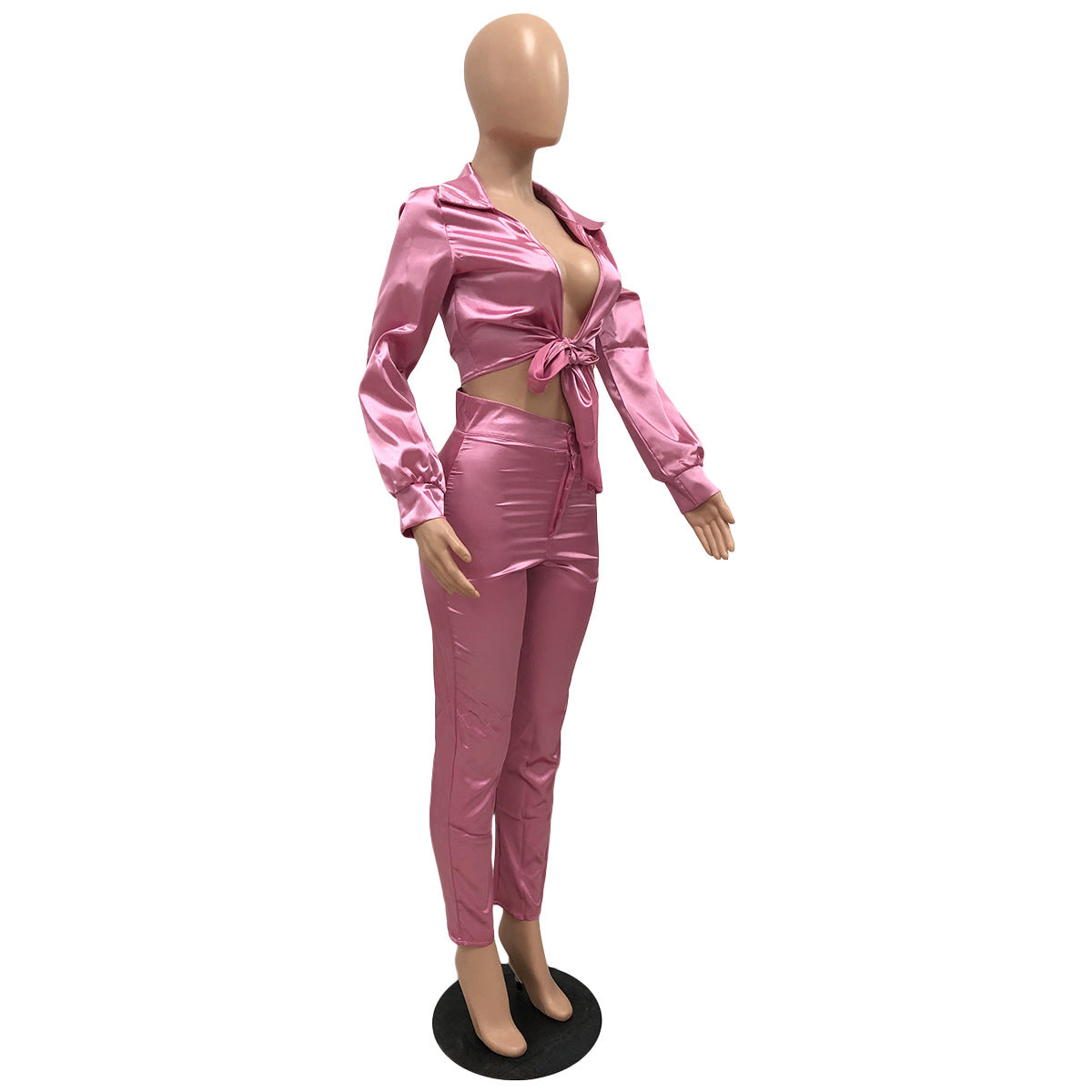 Sexy v-neck tie slim two-piece suit 11