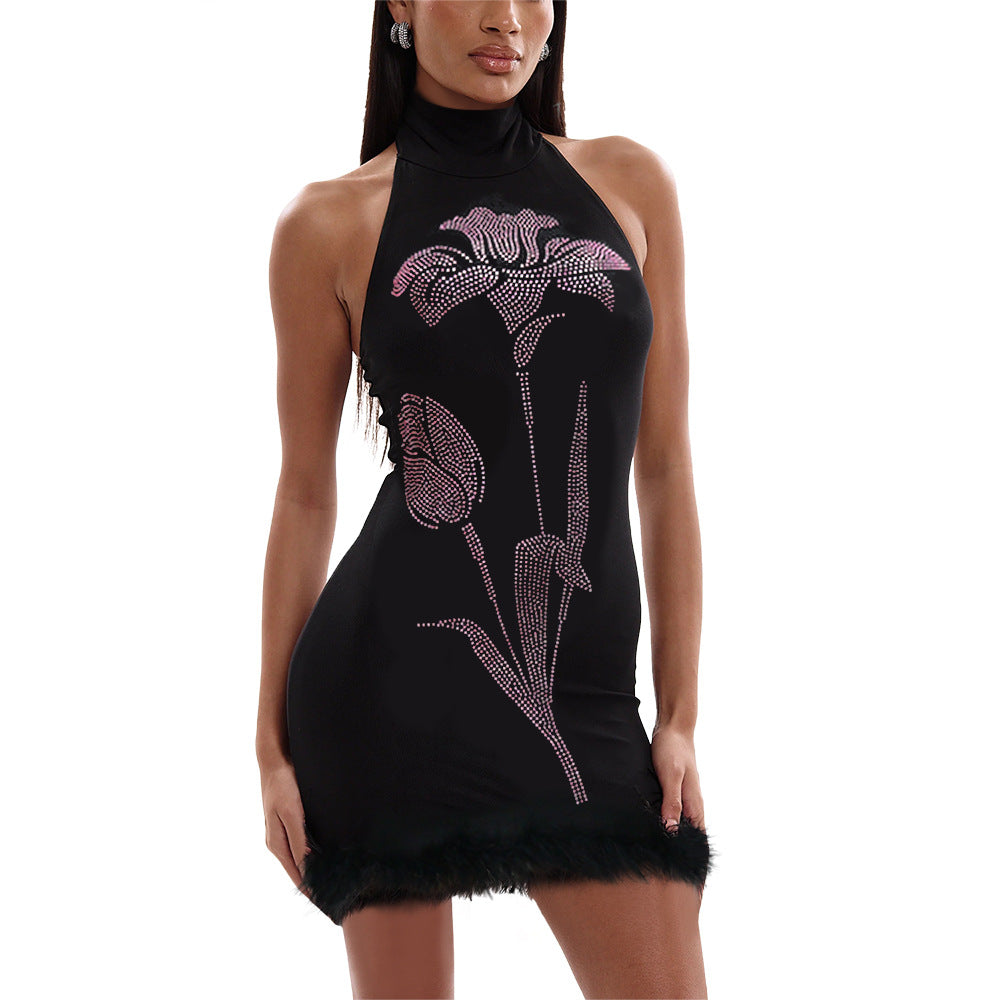 Women Beaded Sexy Bodycon Sleeveless Mini Dress 10