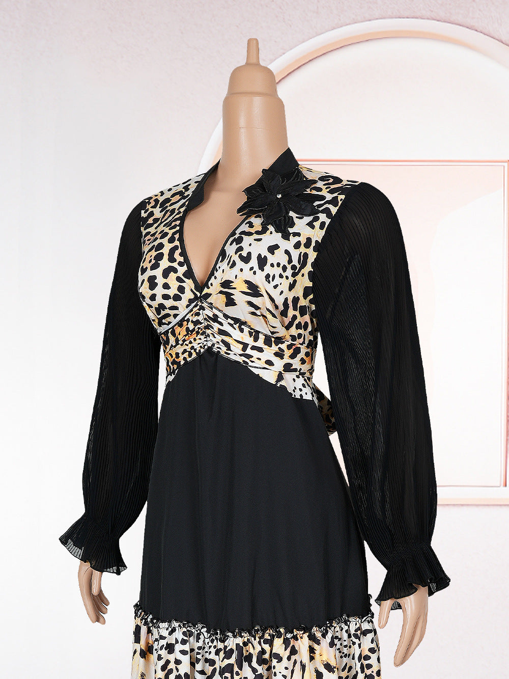 African Clothing Plus Size Women's Leopard Print Maxi Dress 6