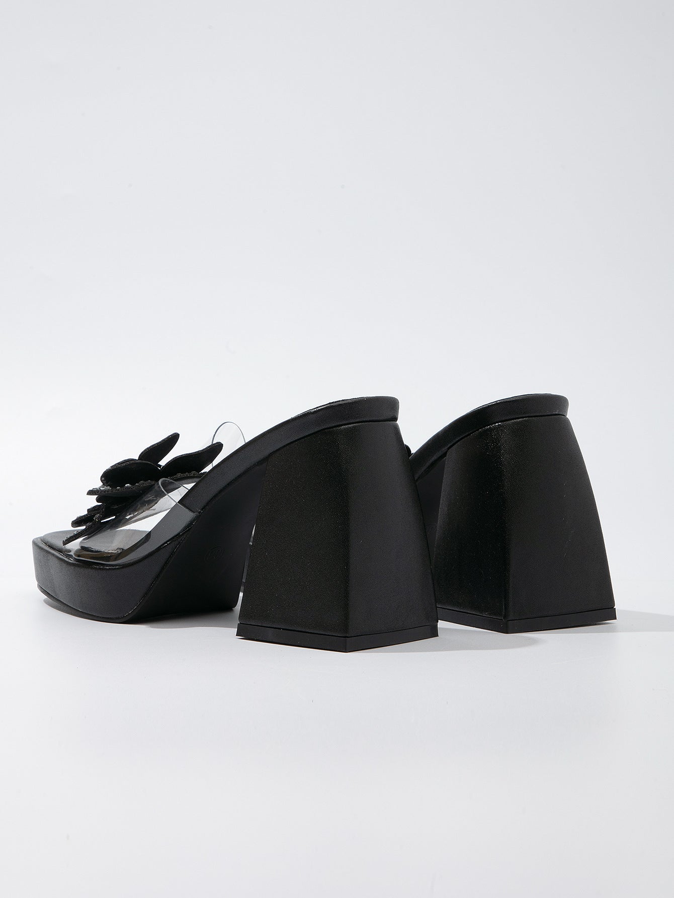 Women's Transparent High-Heeled Sandals Butterfly Rhinestone Thick Soles 22