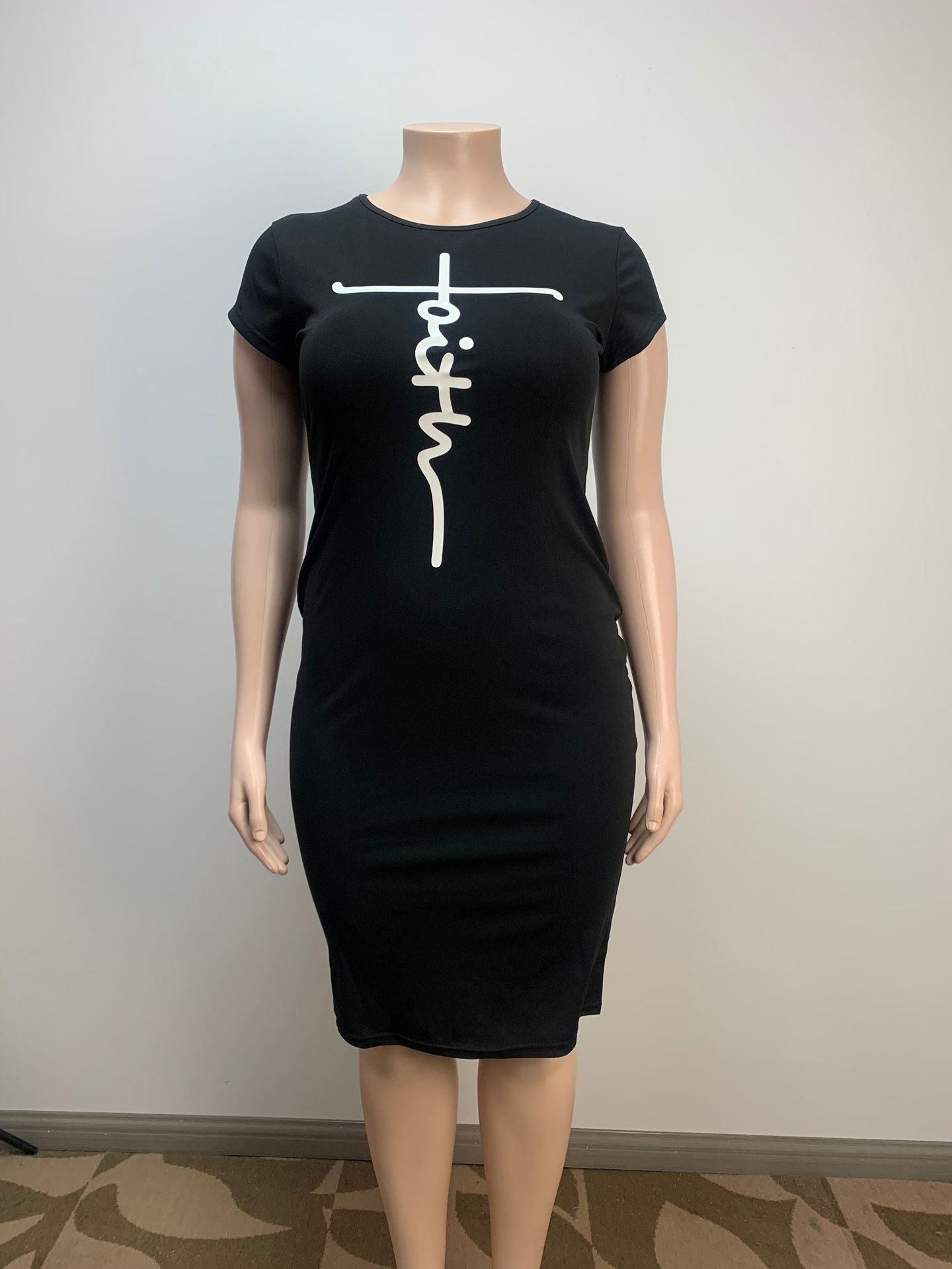 Women Sexy Round Neck Bodycon Print Dress 3