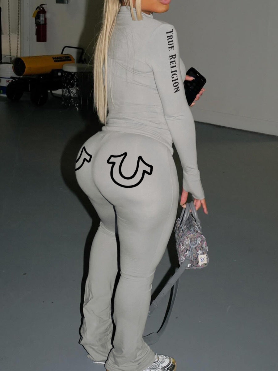 Women Solid zipper Top and Pant Two Piece 6