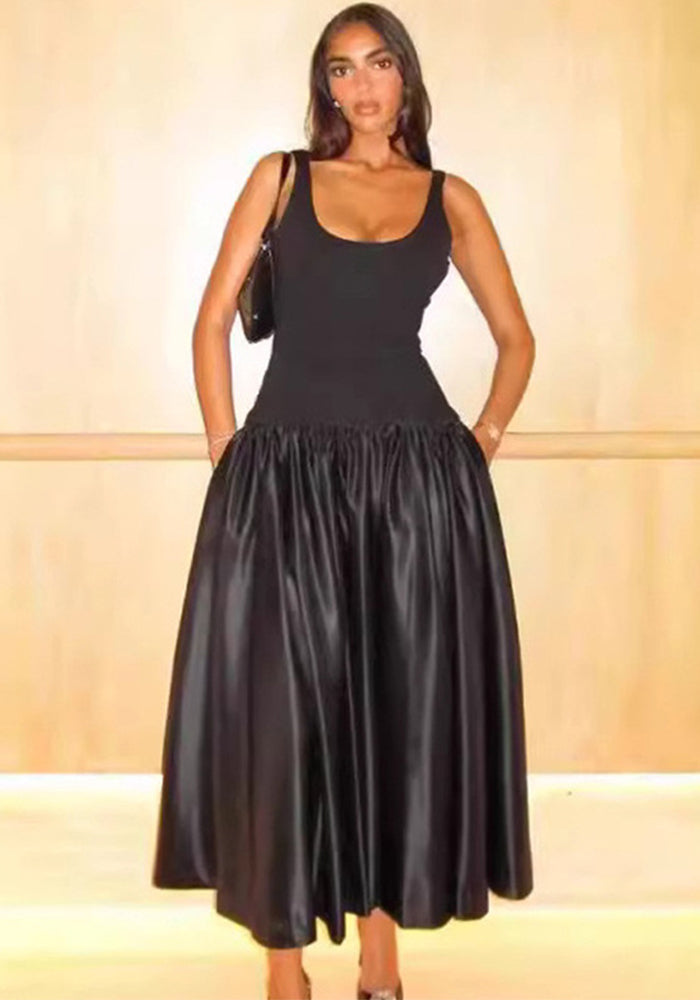 Women Patchwork U-Neck Sexy Dress