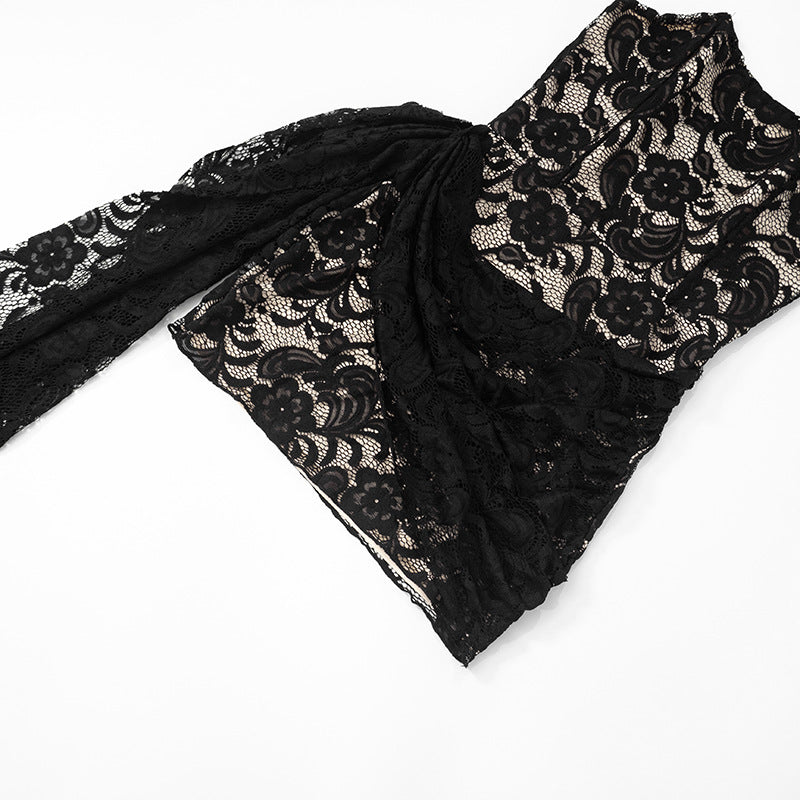 Women Summer Lace Streamer Strapless Bodycon Dress 13