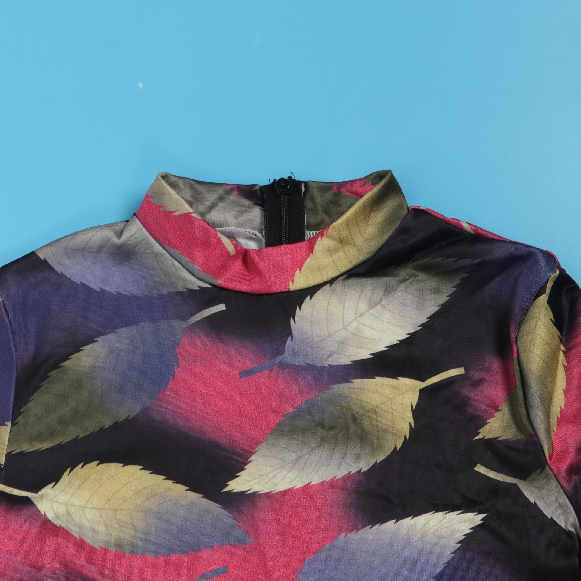 Sexy Printed Stretch Round Neck Long Sleeve Bodycon Tight Fitting Mermaid Long Dress 35