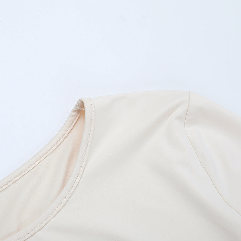 Solid Slim Fitted Long-Sleeve Top & High-Waist Butt Lift Shorts Sporty Casual Set 11