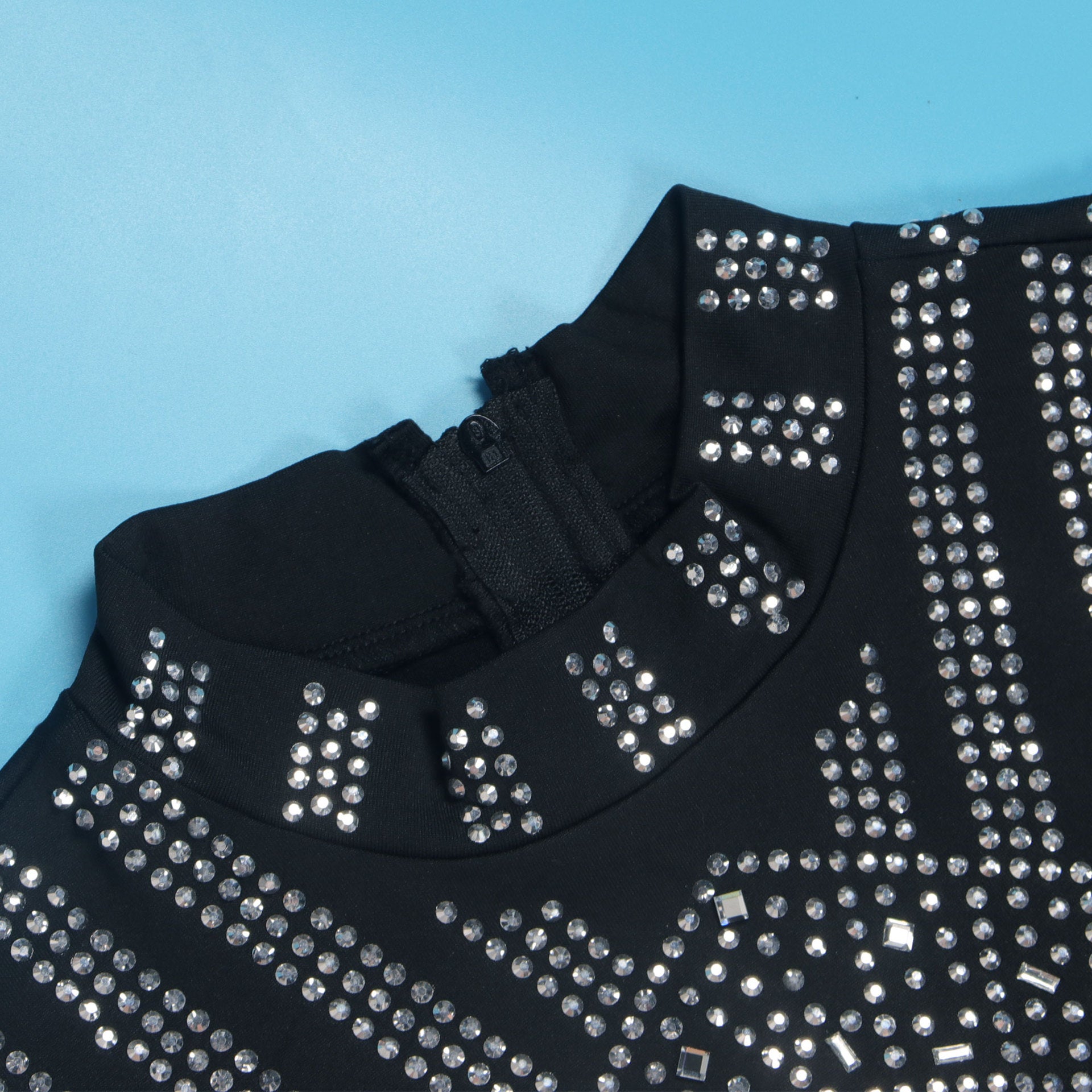 Sexy Beaded Tight Fitting Stretch Long Sleeve Top Bodycon Mermaid Skirt Suit 23