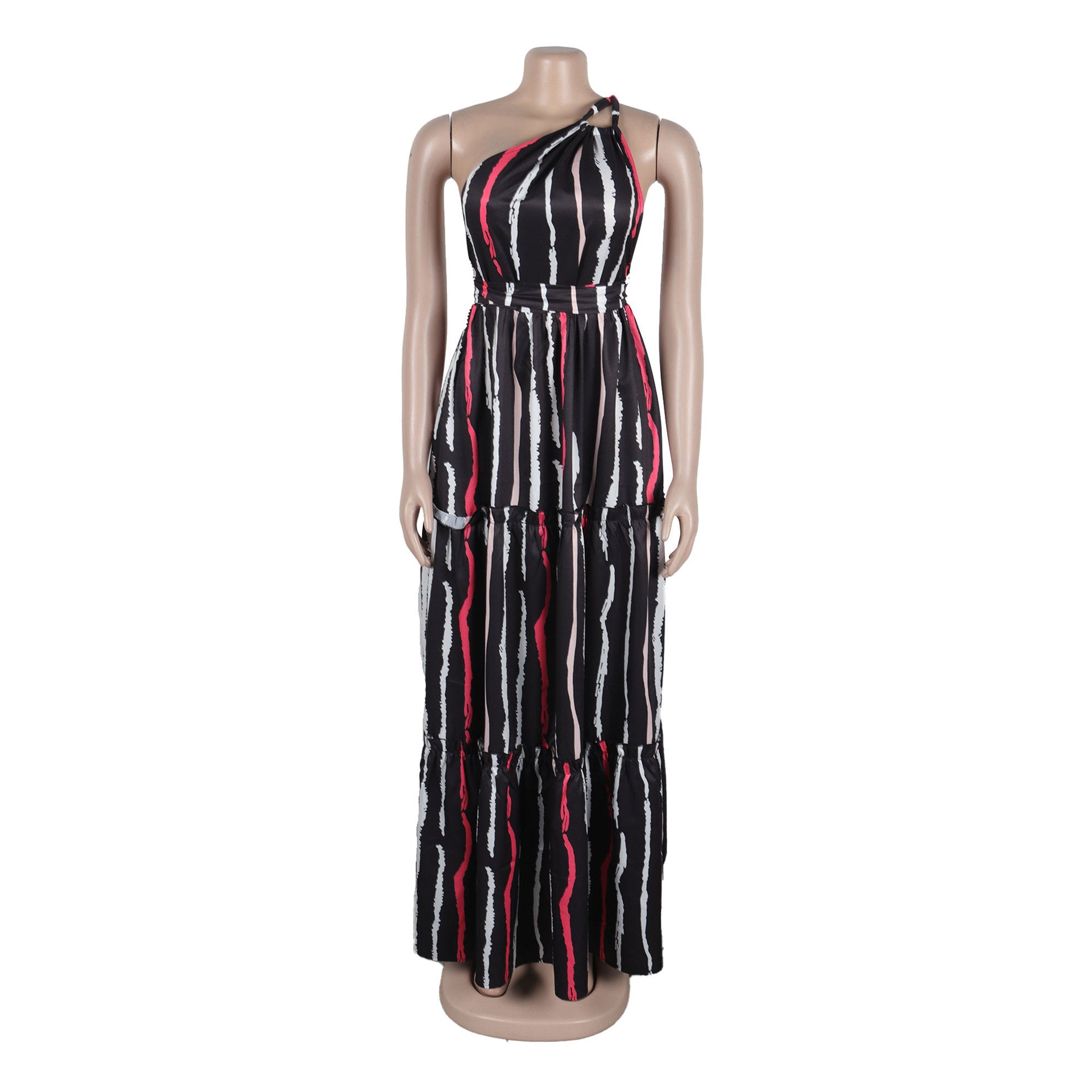 Women Sexy Print Lace-Up Slash Shoulder Backless Dress 9