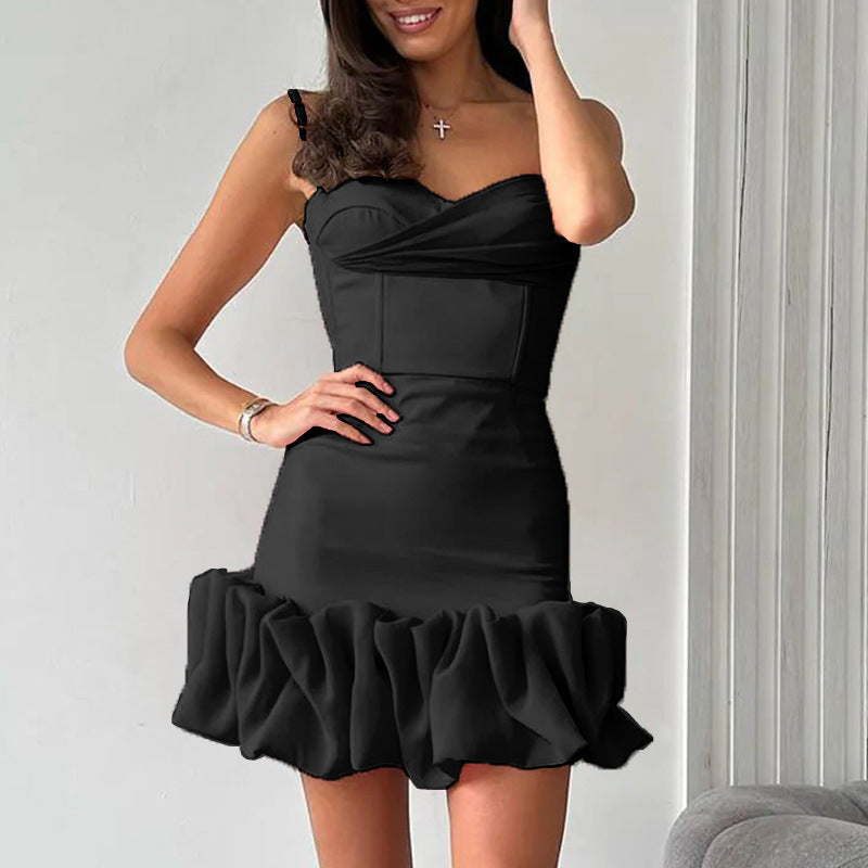 Women Summer Sexy Pleated Strap Dress 4