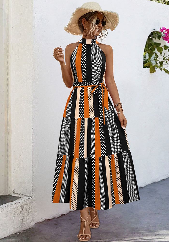 Women Halter Neck Sleeveless Dress