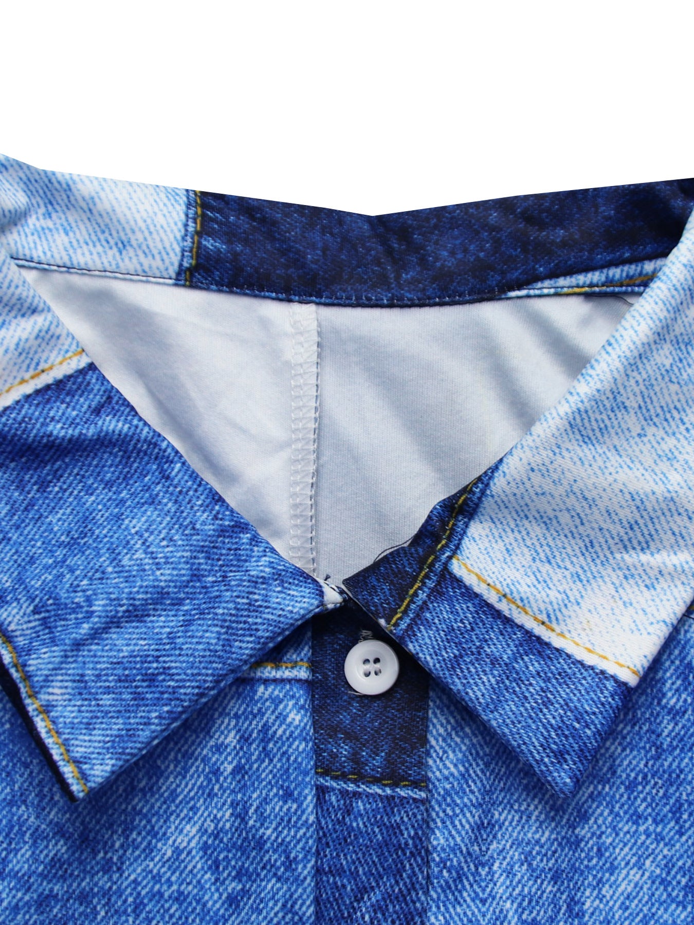 Women Turndown Collar Loose Irregular Print Jumpsuit 19