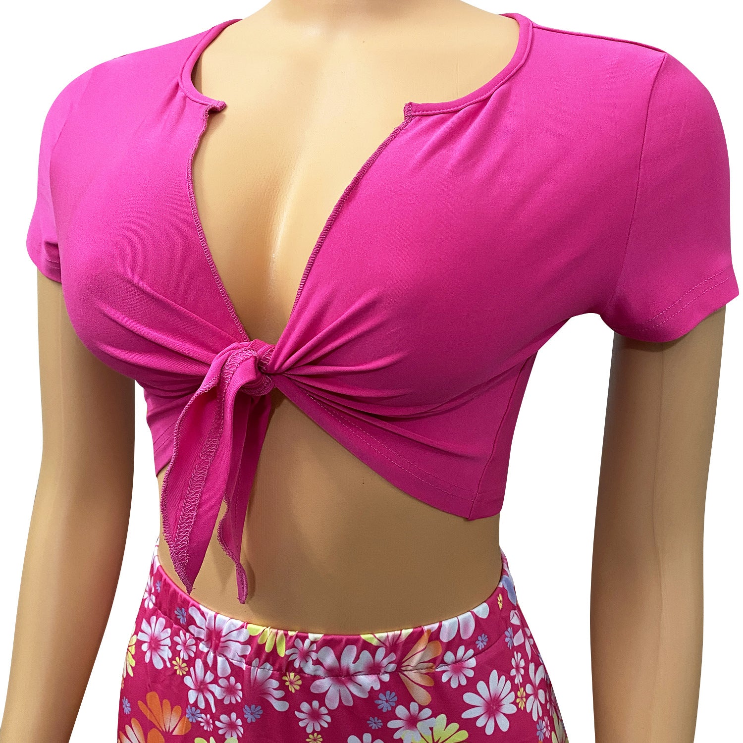 Summer Women's Sexy Print Short Sleeve Ladies Two-Piece Skirt Set 13