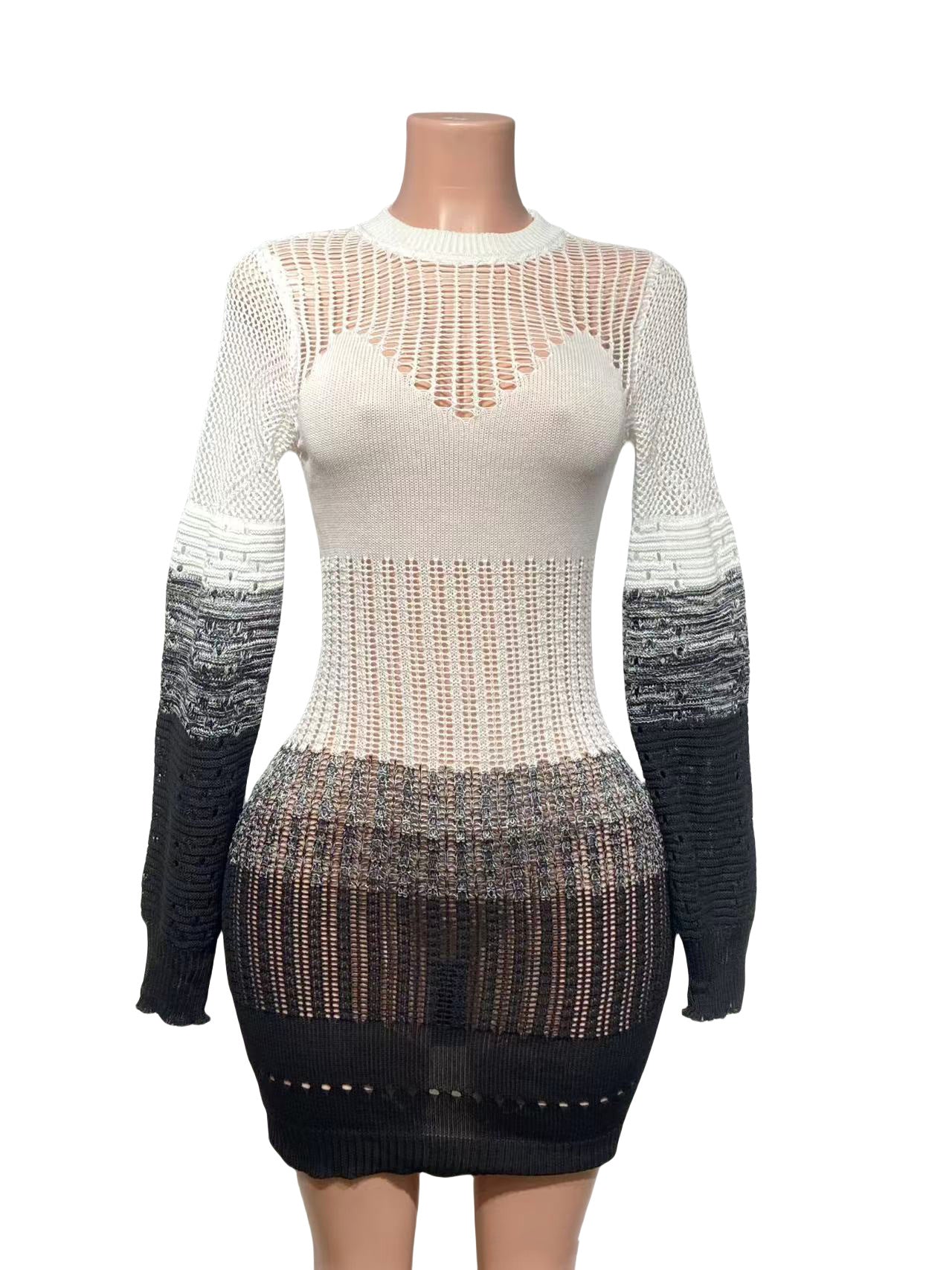 Women Autumn Hollow Knitting Style Beach Dress 15