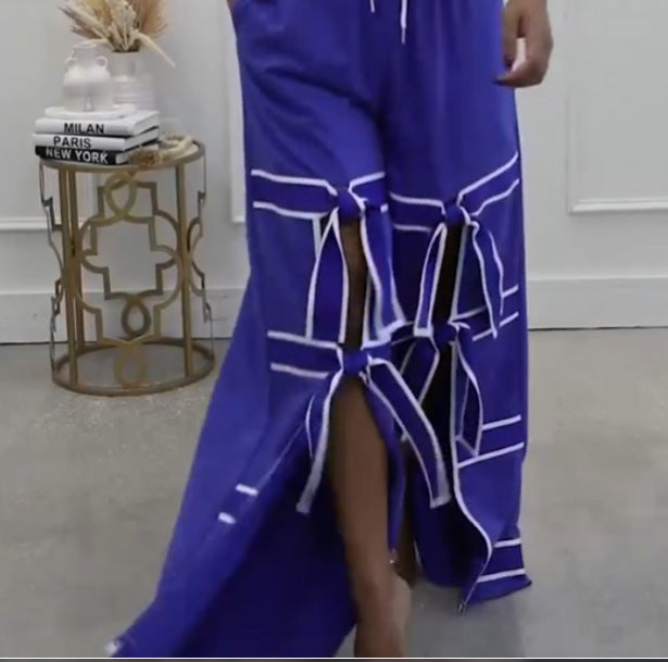 Women's Strap High-Waist Lace-Up Fashion Two Piece Pants Set 16