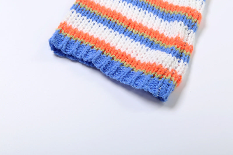 Women Fall/Winter Long Puff Sleeve Striped Sweater 17