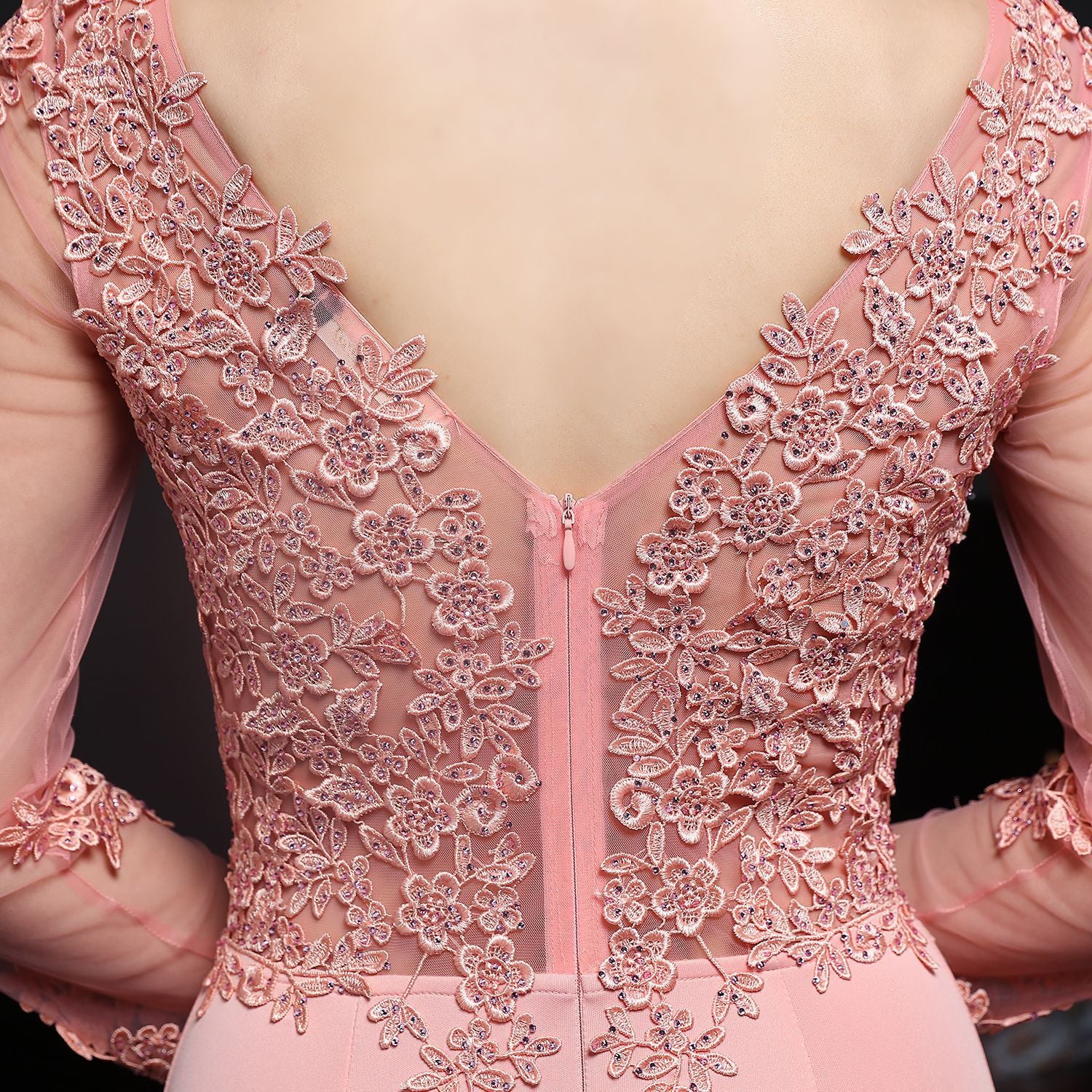 Autumn Occasional Formal Lace Upper V-Neck Mermaid Evening Dress 22