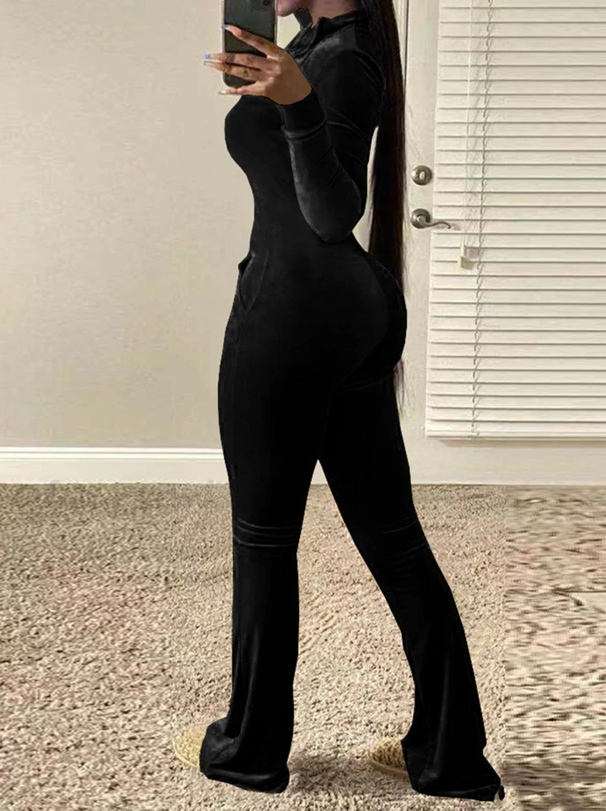 Spring & Autumn Fashion Long-Sleeve Zipper Pocket Jumpsuit 5