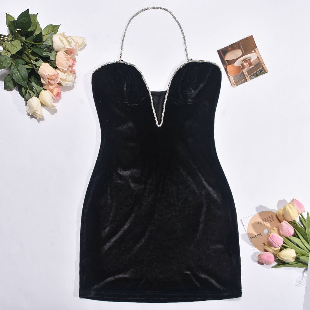 Women Summer Contrast Color V Neck Suspender Dress 23