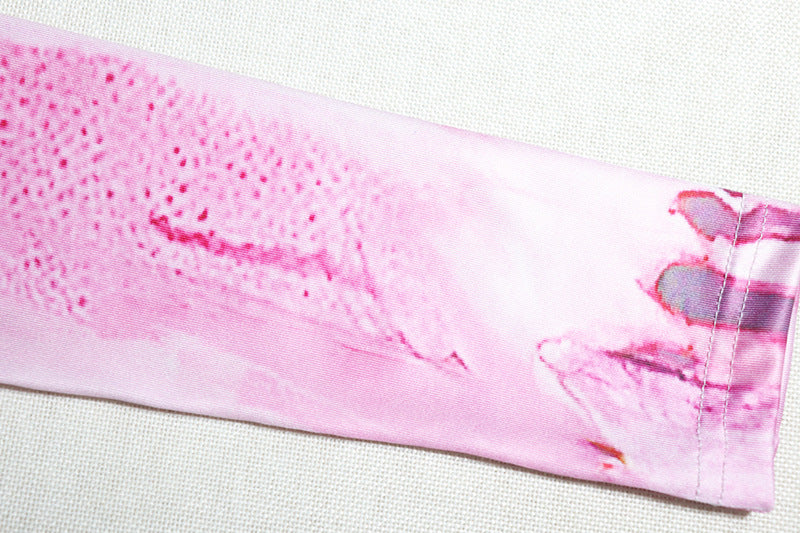 Women Printed Round Neck Long Sleeve Bodycon Maxi Dress 19