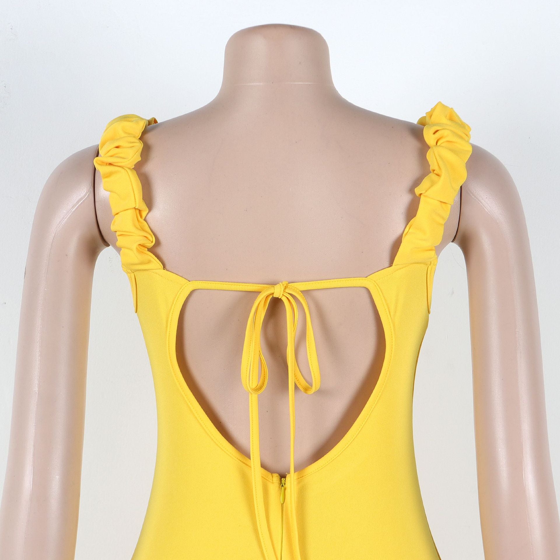 Women Pleated Lace Backless Bodycon Dress 6