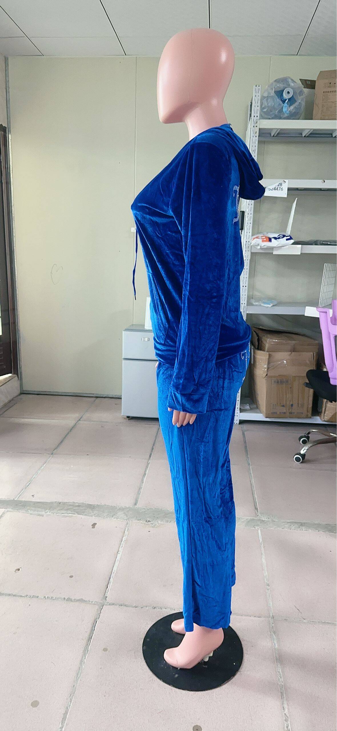 Fall Winter Tracksuits Fashion Beaded Velvet Sport Casual Two Piece Pants Set 20