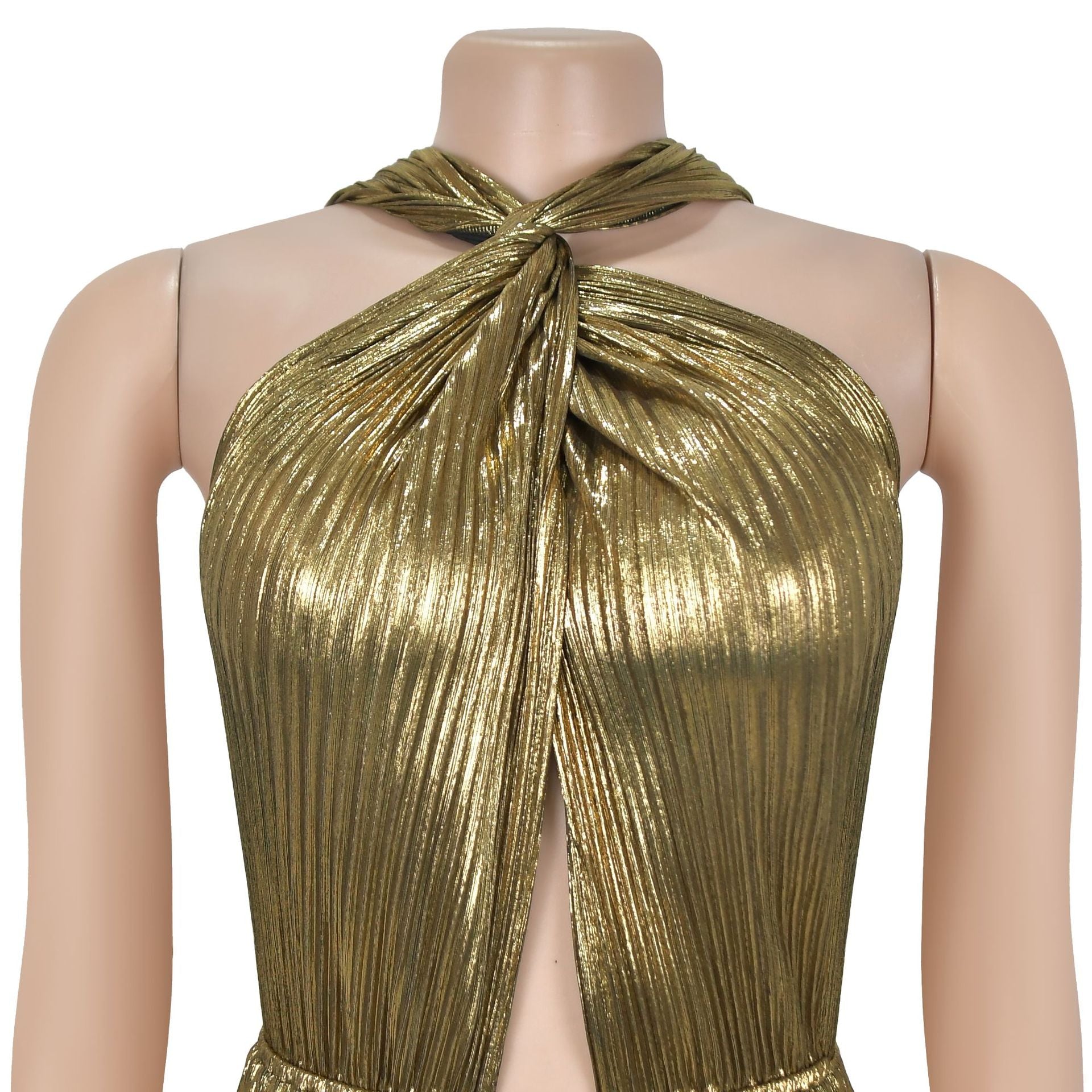 Fashion Women's Elegant Shiny Solid Color Pleated Long Dress 14